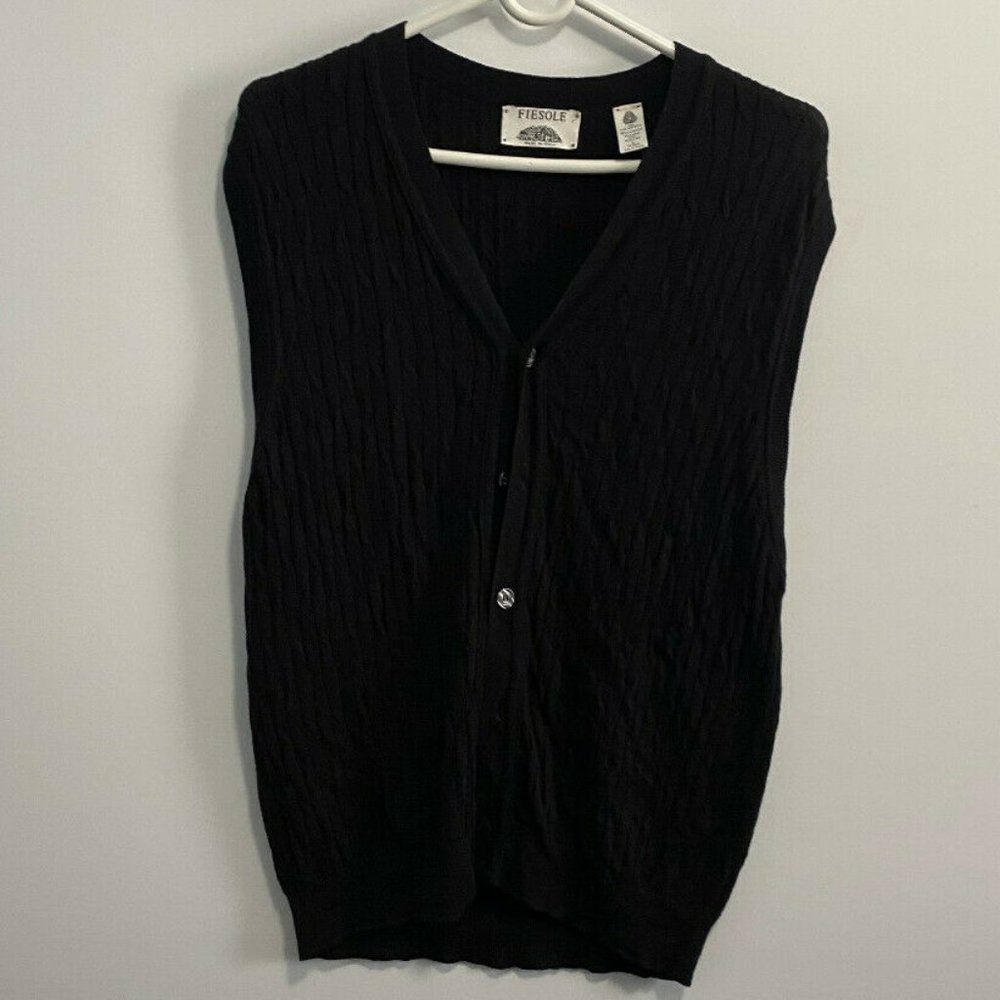 Fiesole Made‎ in Italy Black Cardigan 100% Wool Size L